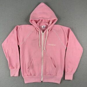 80s‎ Adidas Hoodie Womens Medium Pink Trefoil Full Zip Long Sleeve Sweatshirt